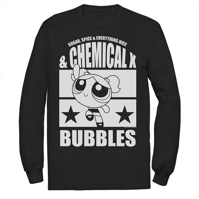 Mens Cartoon Network Powerpuff Girls Bubbles Chemical X Long Sleeve Tee Black Product Image