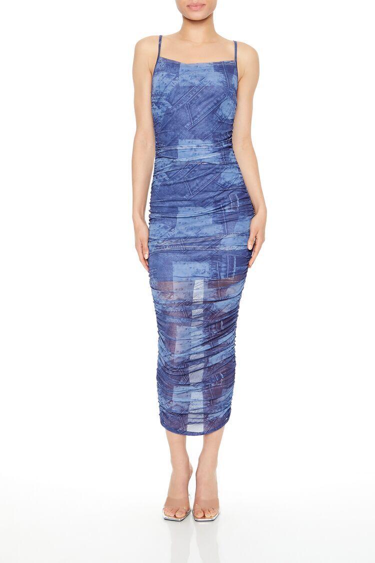 Mesh Denim Print Maxi Dress | Forever 21 Product Image