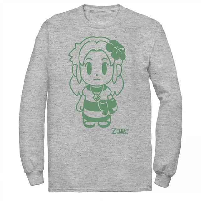 Mens Nintendo Legend Of Zelda Links Awakening Marin Green Outline Portrait Tee Athletic Grey Product Image