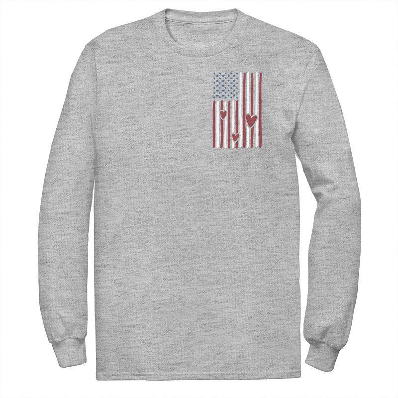 Big & Tall American Flag Of Love Left Chest Logo Tee, Mens Athletic Grey Product Image