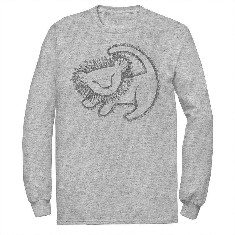 Mens Disneys The Lion King Simba Cave Painting Long Sleeve Tee Athletic Grey Product Image