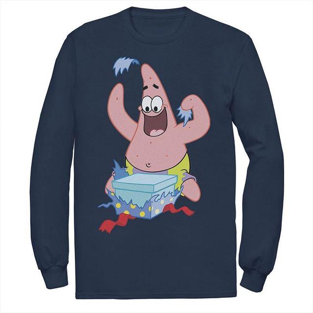 Mens Nickelodeon SpongeBob SquarePants Patrick Star Holiday Long Sleeve Tee Blue Product Image