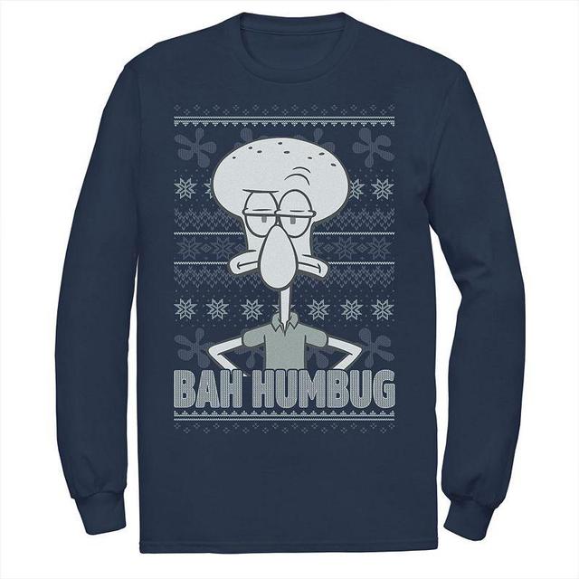 Mens Nickelodeon SpongeBob SquarePants Squidward Bah Humbug Ugly Christmas Long Sleeve Graphic Tee Product Image