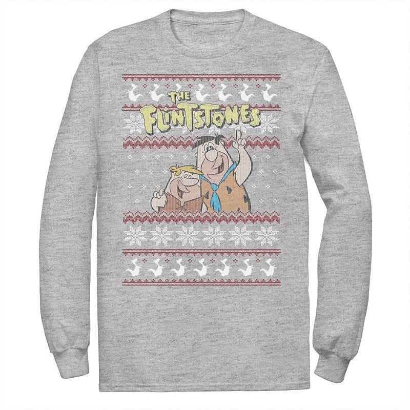 Mens The Flintstones Best Friends Holiday Party Tee Athletic Grey Product Image