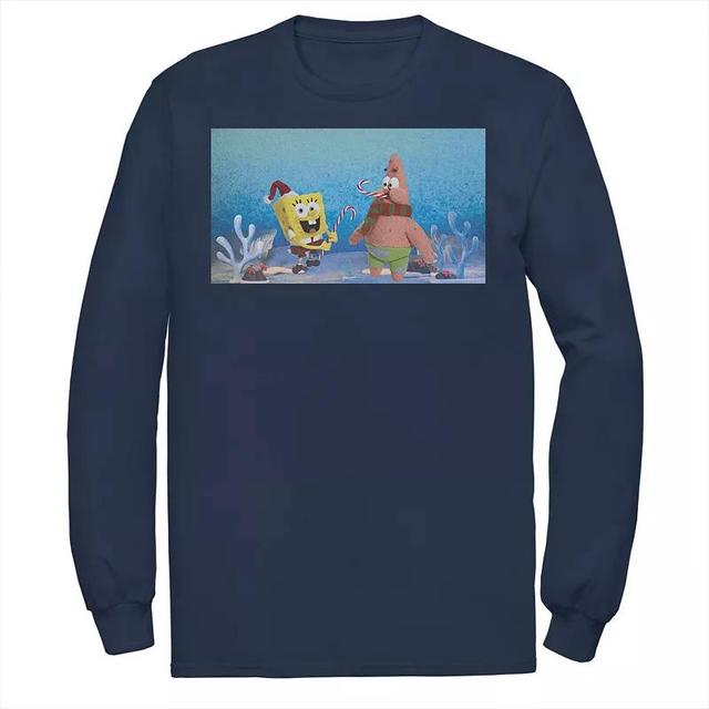 Mens Nickelodeon Spongebob Squarepants Patrick Star Christmas Buddies Long Sleeve Graphic Tee Product Image