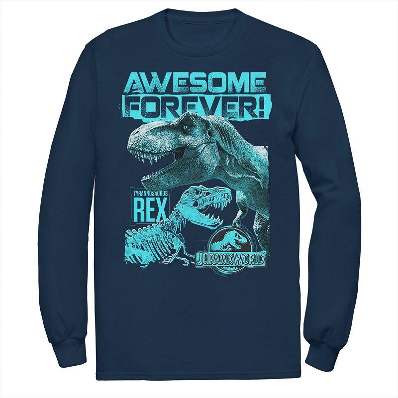 Mens Jurassic World Two T-Rex Awesome Forever Tee Blue Product Image