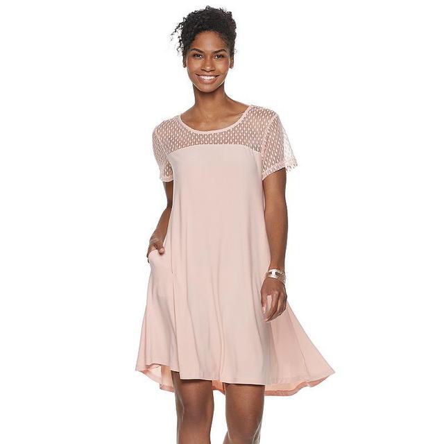 Womens Nina Leonard Sheer Dot Mesh Swing Dress Product Image