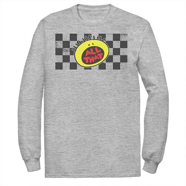 Mens Nickelodeon All That Checkered Logo Panel Long Sleeve Graphic Tee Athletic Grey Product Image