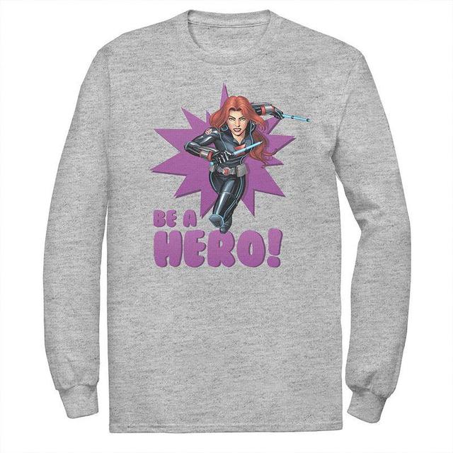 Mens Marvel Black Widow Avengers Assemble BE A HERO! Tee Athletic Grey Product Image