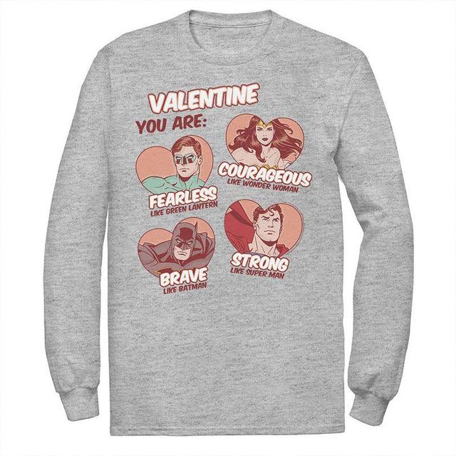 Mens DC Comics Justice League Valentine You Are Heart Portraits Tee Athletic Grey Product Image