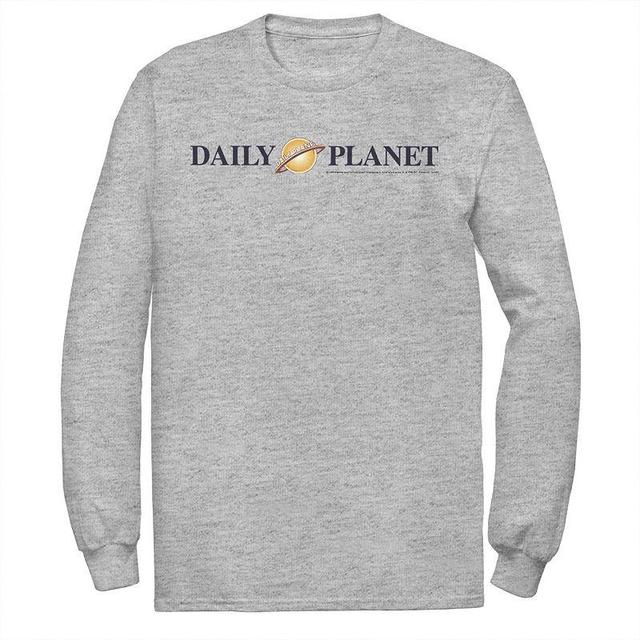 Mens DC Comics Superman Daily Planet Logo Long Sleeve Graphic Tee Athletic Grey Product Image