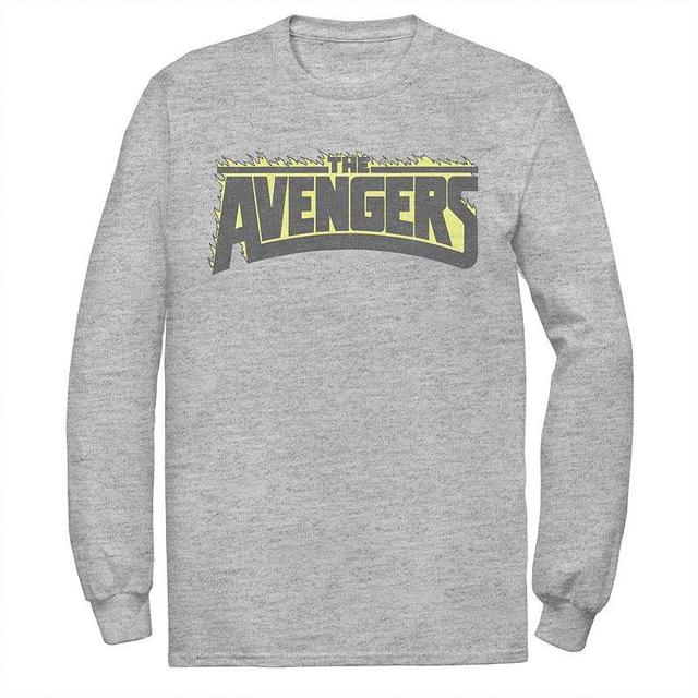 Mens Marvel The Avengers Flaming Logo Graphic Tee Athletic Grey Product Image