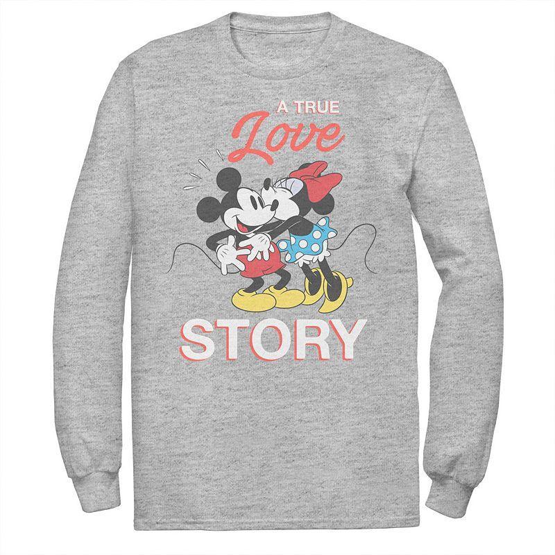 Disneys Mickey & Minnie Mouse Mens Valentine Love Tee Athletic Grey Product Image