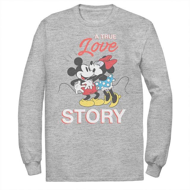 Disneys Mickey & Minnie Mouse Mens Valentine Love Tee Athletic Grey Product Image