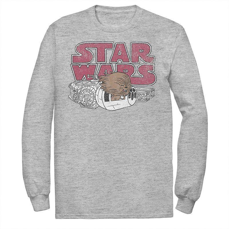 Mens Star Wars Chewbacca Millennium Falcon Doodle Graphic Tee Athletic Grey Product Image