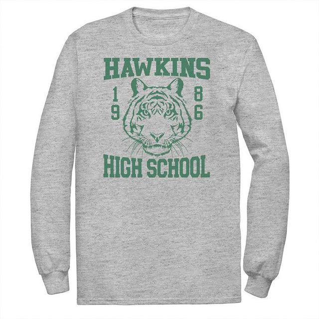 Big & Tall Stranger Things Hawkins 1986 High School Long Sleeve Tee, Mens Athletic Grey Product Image