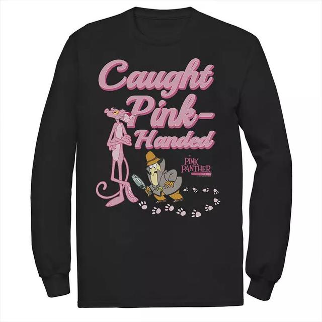 Mens Pink Panther Caught Pink-Handed Long Sleeve Graphic Tee Blue Product Image