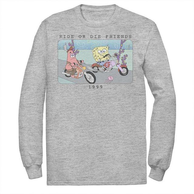 Mens Nickelodeon SpongeBob SquarePants Ride Or Die Friends 1999 Portrait Long Sleeve Graphic Tee Product Image