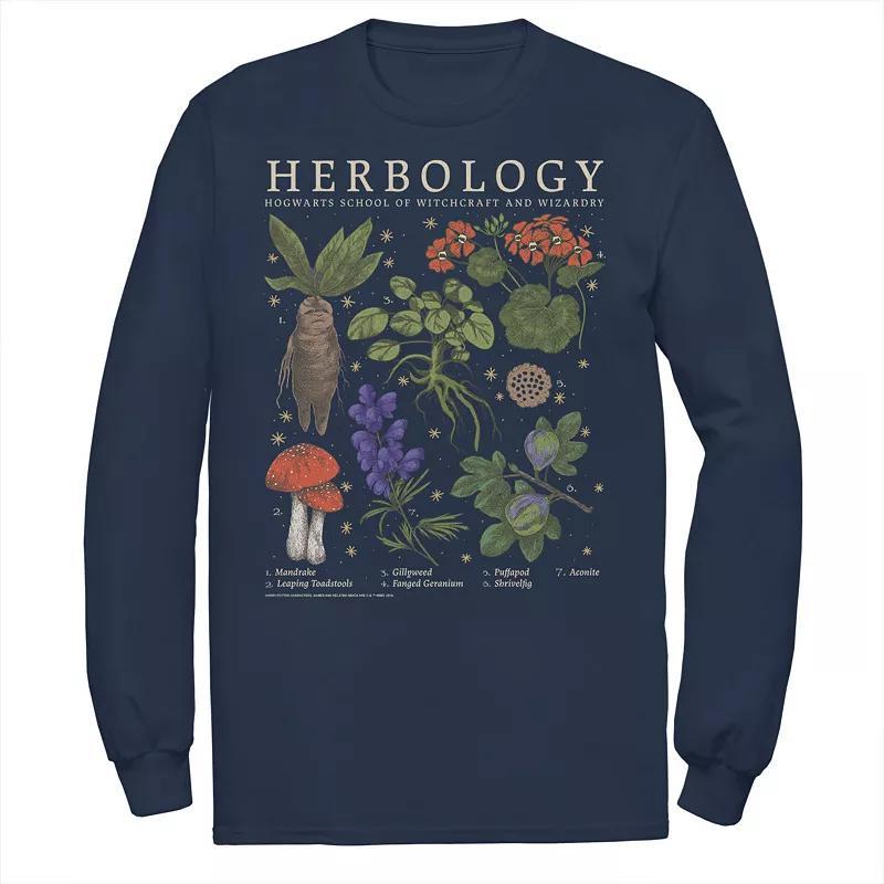 Big & Tall Harry Potter Herbology Herb Reference Grid Long Sleeve Graphic Tee, Mens Blue Product Image