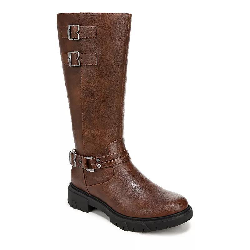 Dr. Scholls Headstart Womens Tall Moto Boots Brown Faux Product Image