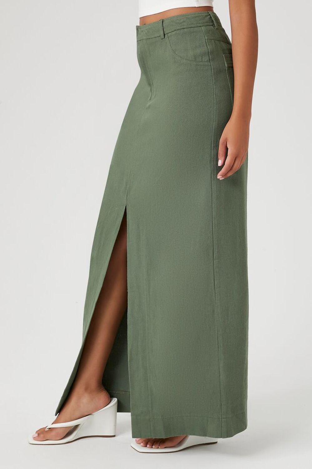 Twill Split-Hem Maxi Skirt | Forever 21 Product Image