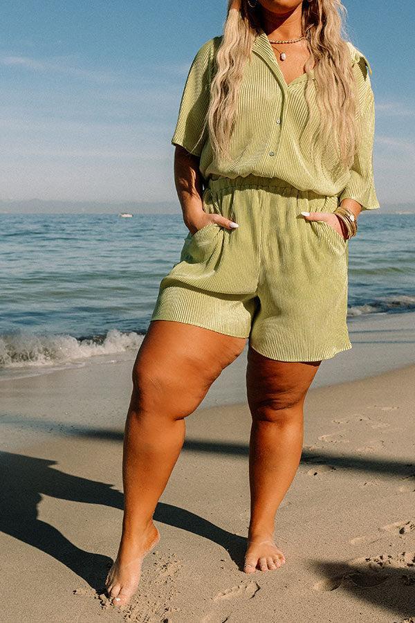 Tour The Town Pleated Shorts In Lime Punch Curves Product Image