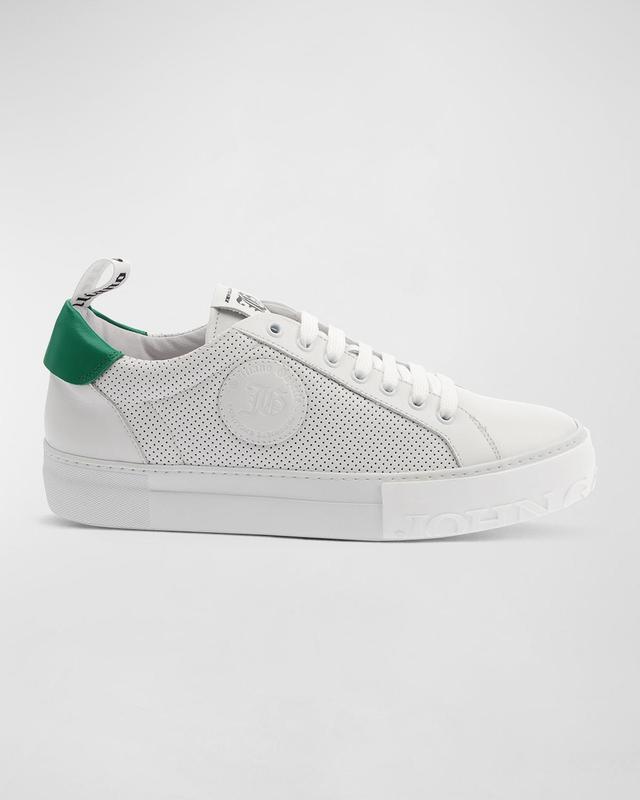 John Galliano Paris Men's Mesh Leather Logo Flatform Sneakers - Size: 45 EU (12D US) - WHITE Product Image