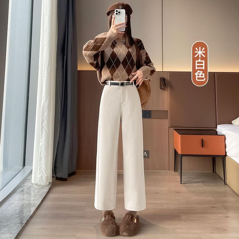 High Rise Plain Loose Fit Pants Product Image