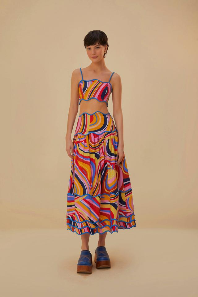 Multicolor Waves Midi Skirt, MULTICOLOR WAVES / S Product Image