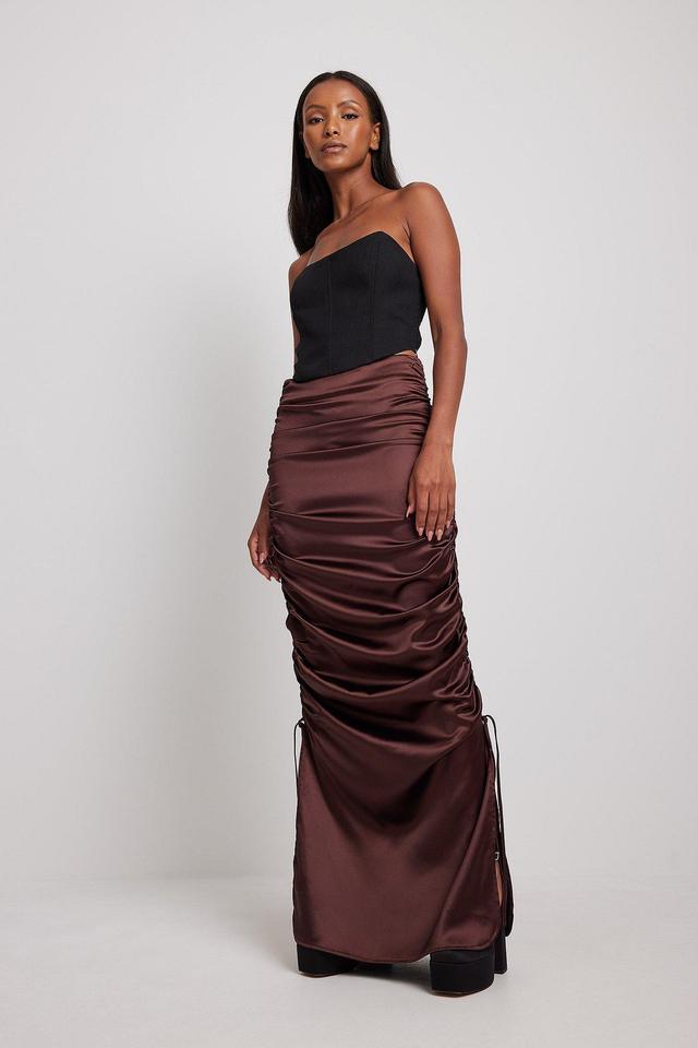 Gathered Maxi Satin Skirt Product Image