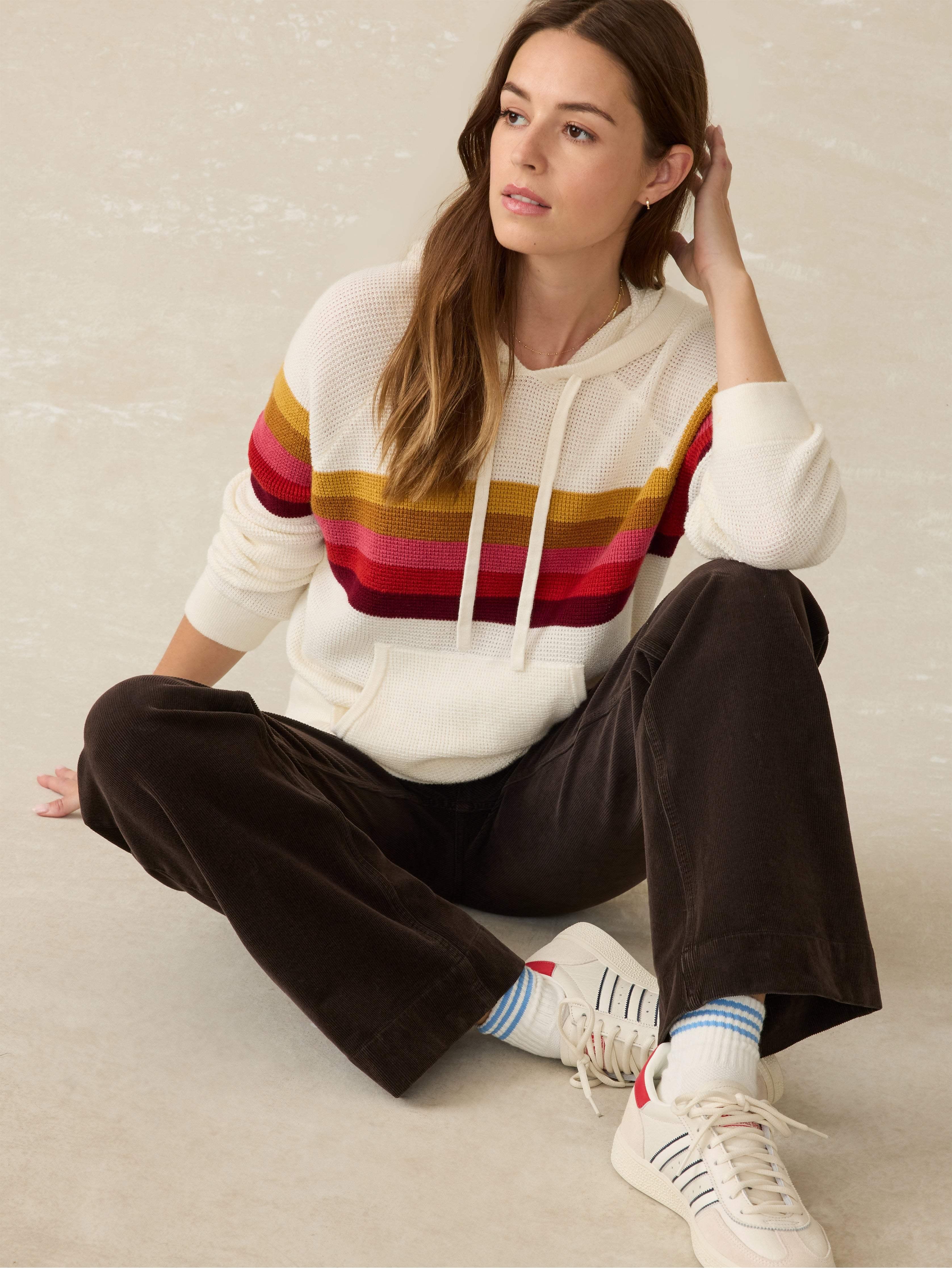 Throwback Waffle Hoodie - Golden Trek Stripe Female Product Image