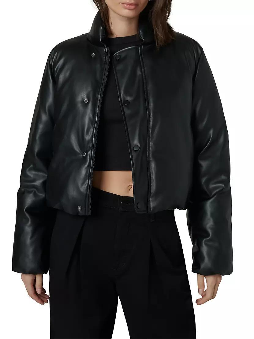 The Kiki Padded Faux Leather Bomber Jacket Product Image