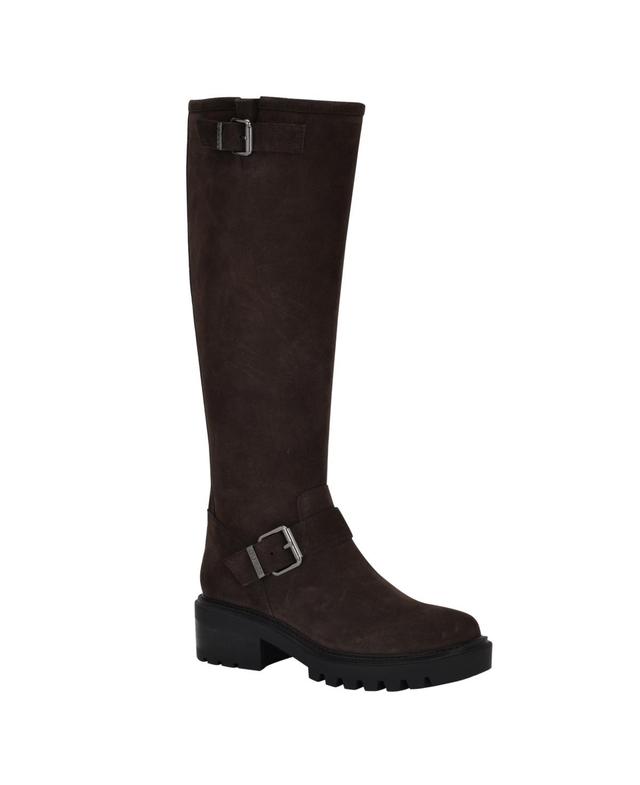 Guess Womens Lenni Knee High Suede Lug Sole Buckle Riding Boots Product Image