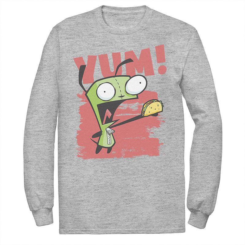 Mens Nickelodeon Invader Zim Gir Screaming Yum! Taco Portrait Long Sleeve Graphic Tee Product Image