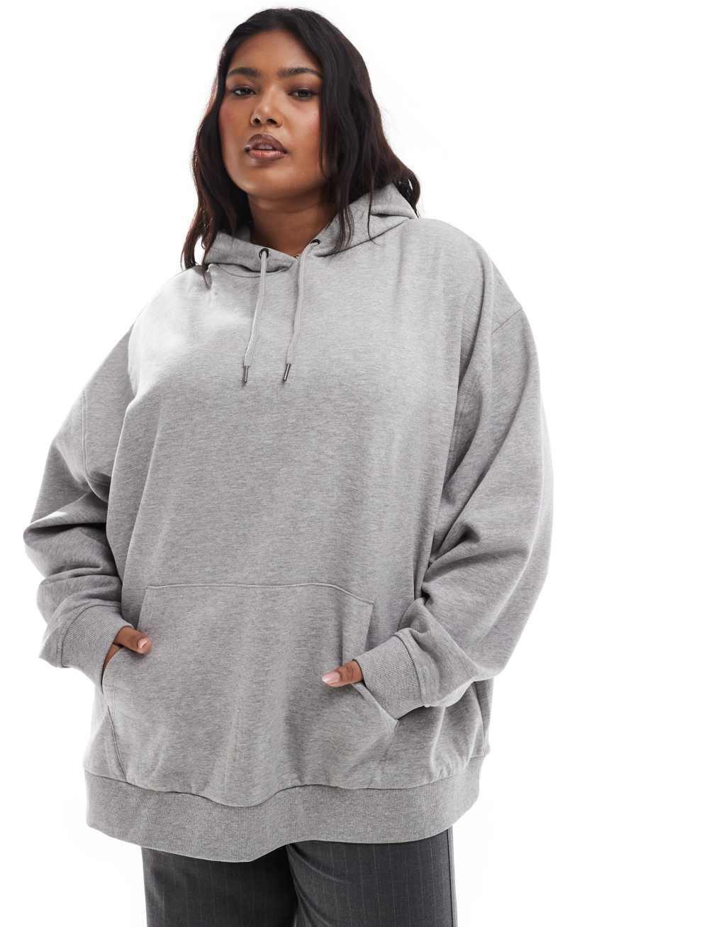 ASOS DESIGN Curve oversized hoodie in heather gray Product Image