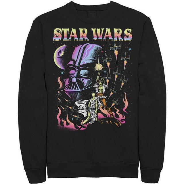 Mens Star Wars Retro Blacklight Colors Poster Sweatshirt Blue Product Image