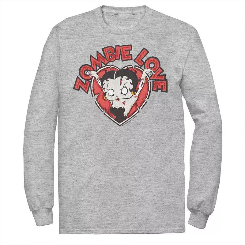 Mens Betty Boop Halloween Zombie Love Heart Long Sleeve Graphic Tee Product Image