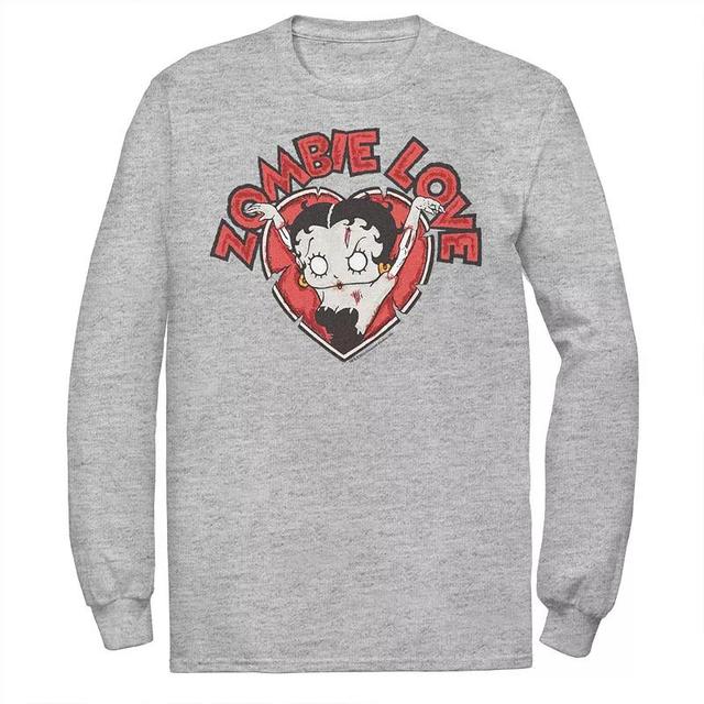 Mens Betty Boop Halloween Zombie Love Heart Long Sleeve Graphic Tee Product Image