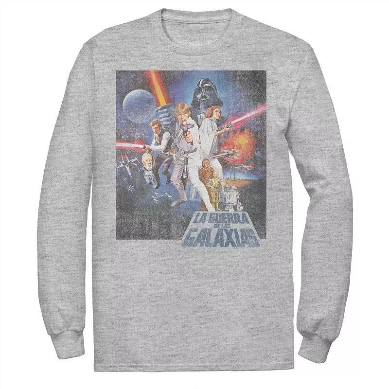 Mens Star Wars La Guerra De Las Galaxias Faded Poster Tee Athletic Grey Product Image