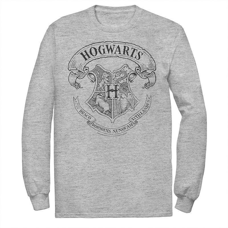 Mens Harry Potter Simple Hogwarts Crest Outline Tee Med Grey Product Image