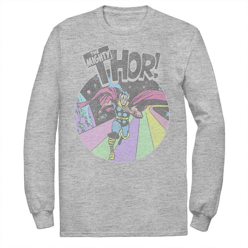 Mens Marvel Avengers The Mighty Thor Distressed Retro Portrait Tee Athletic Grey Product Image