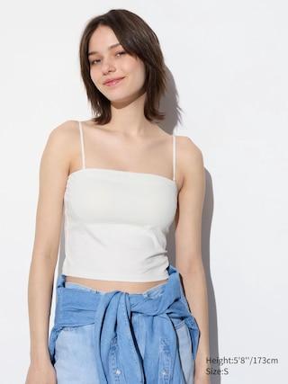 Womens Airism Cropped Bra Tube Top White 2XL UNIQLO US Product Image