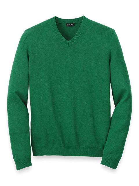 Supima Cotton V-neck Sweater - Green Product Image