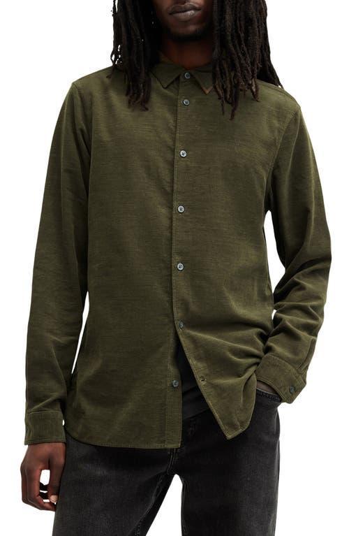 ALLSAINTS Birchwood Corduroy Slim Fit Shirt In Cage Brown Product Image