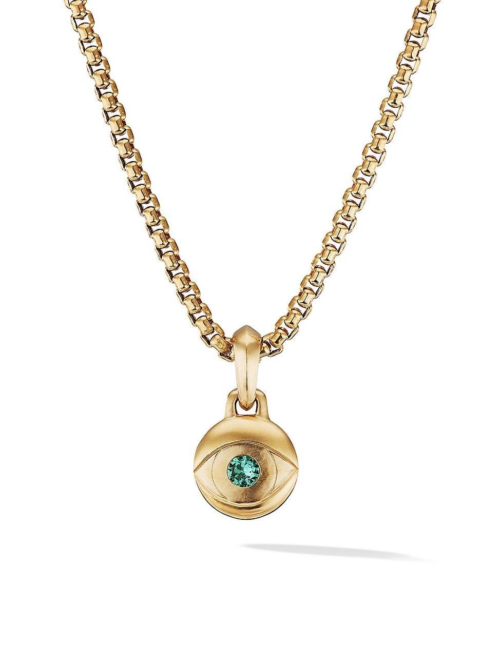 David Yurman Mens 18K Yellow Gold Amulets Emerald Evil Eye Pendant Product Image