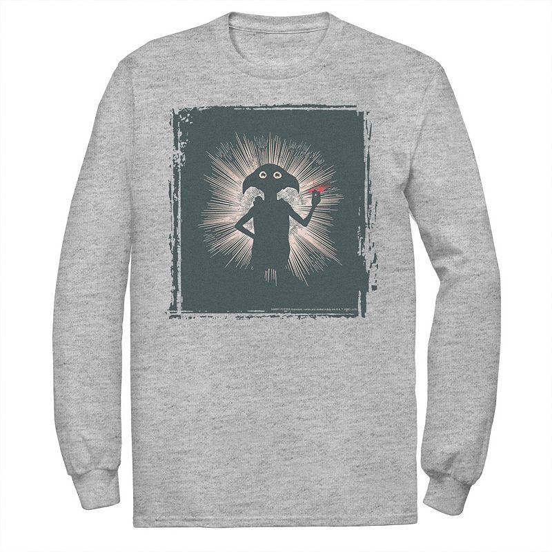 Mens Harry Potter Dobby Magical Snap Silhouette Long Sleeve Graphic Tee Athletic Grey Product Image