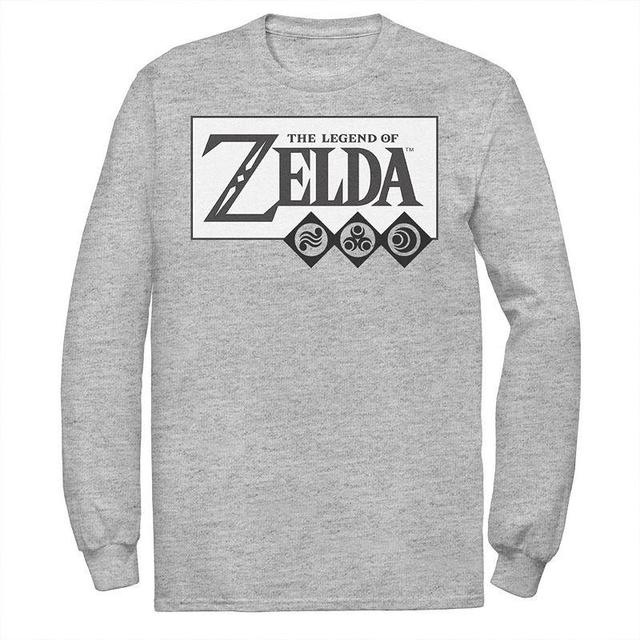 Mens The Legend Of Zelda Elements Logo Long Sleeve Tee Athletic Grey Product Image