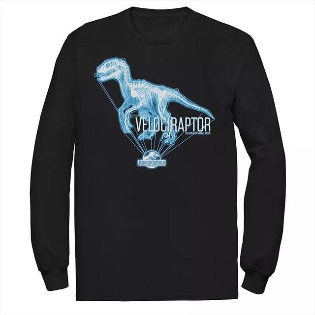 Mens Jurassic World Velociraptor Hologram Title Logo Tee Blue Product Image