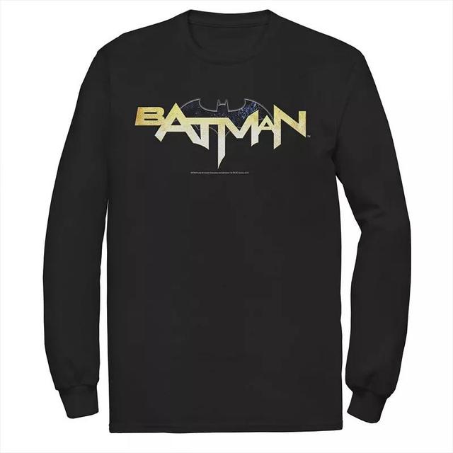 Mens DC Comics Batman Modern Chest Text Logo Tee Blue Product Image