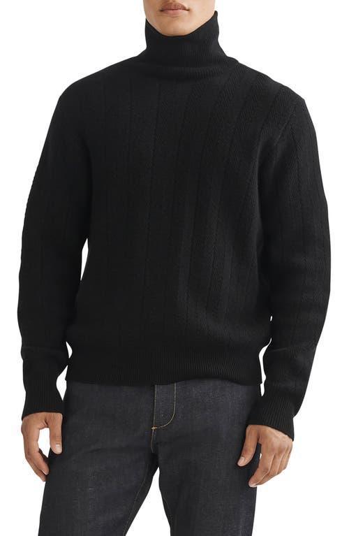 rag & bone Durham Herringbone Cashmere Turtleneck Sweater Product Image